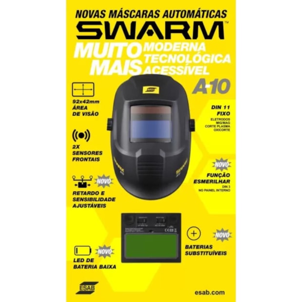 Máscara de Solda Auto Escurecimento Regulada SWARM A10 0747670 ESAB-e7738aaf-1768-44d8-9a17-b97a46ba39f5