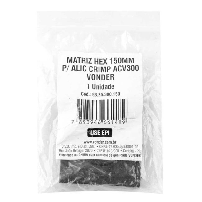 Matriz Hexagonal para Alicate Crimpador 150 mm 9325300150 ACV300 VONDER-30b825f8-9350-4529-9e4a-16bf54779de0