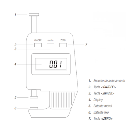 Medidor de Espessura Digital 15mm 0.01mm/.0005