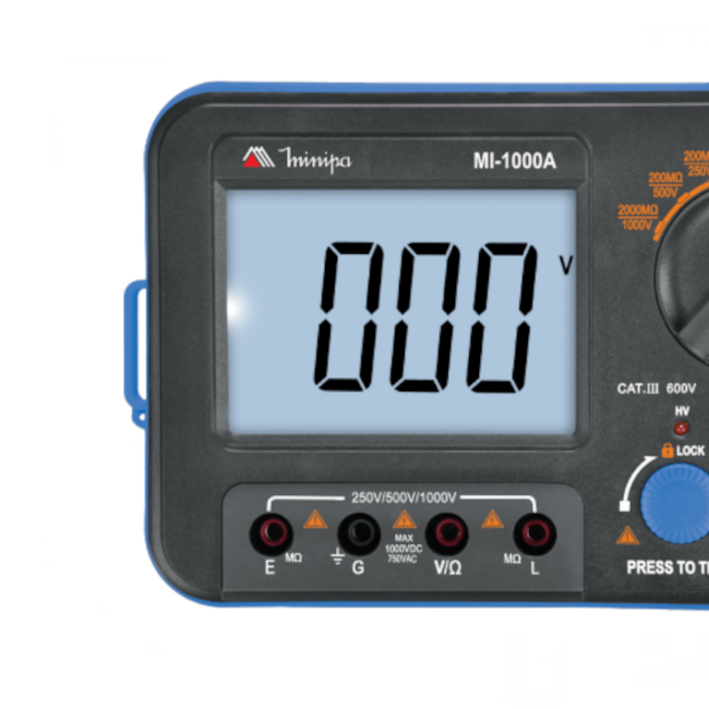 Megômetro Digital 1000V/2000MOHMS CAT III 600V MI-1000A MINIPA-45fd3e24-d189-4b6b-bb72-d34aee86a305
