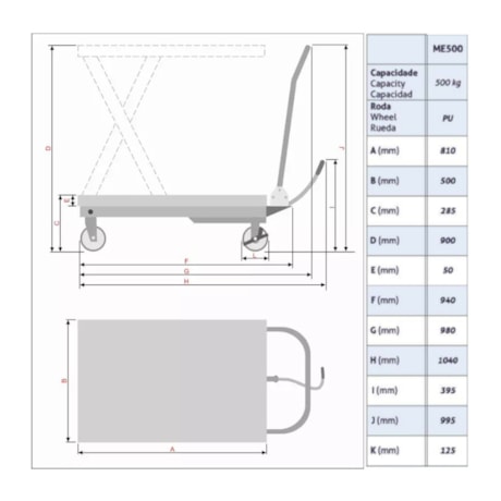 Mesa Hidráulica Pantográfica 500Kg 900mm ME500 BOVENAU-005b6e42-8b34-46db-8d88-801c005bca66