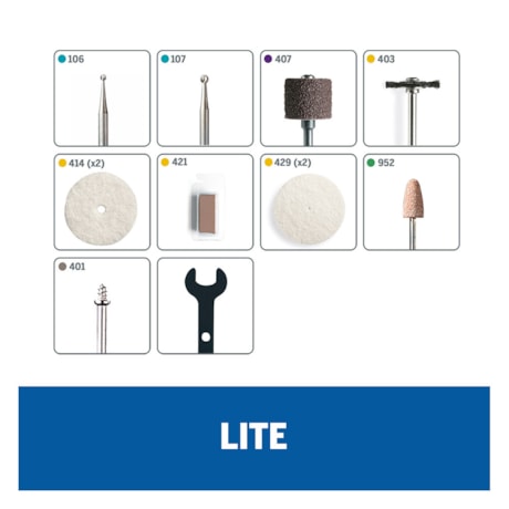 Micro Retífica 25000RPM Bateria 4V Bivolt com Kit de 10 peças F0137760JC LITE DREMEL-cb6c5165-1ad2-4eeb-9c6c-9978988a8e92