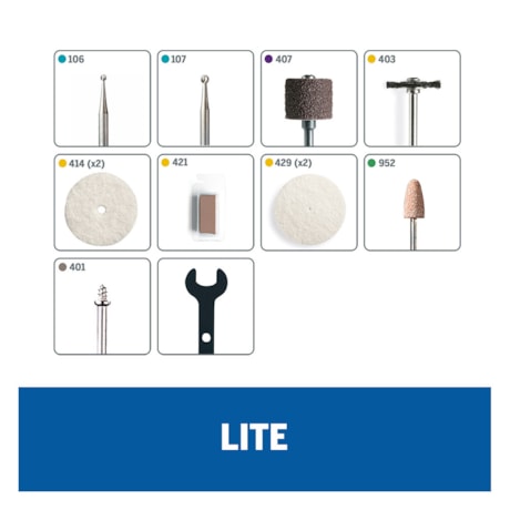 Micro Retífica 25000RPM Bateria 4V Bivolt com Kit de 10 peças F0137760JC LITE DREMEL-7923afbb-1009-4dde-975d-7f6224c6c77e
