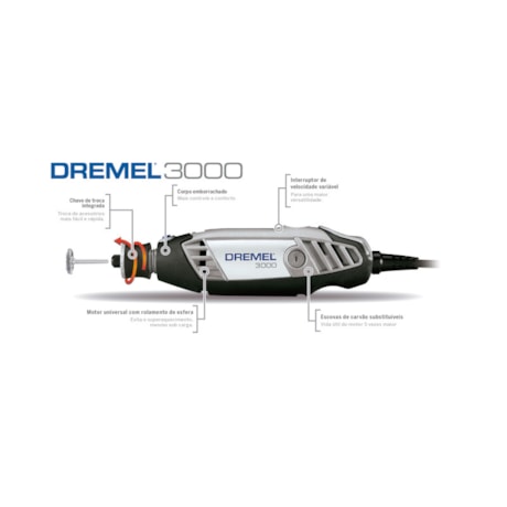 Micro Retífica 3000 Com 10 Peças + Kit para Esculpir e Gravar 11 Peças 26150729AB DREMEL-e8894de8-5c4d-42ec-8dad-f47a2b55b10b