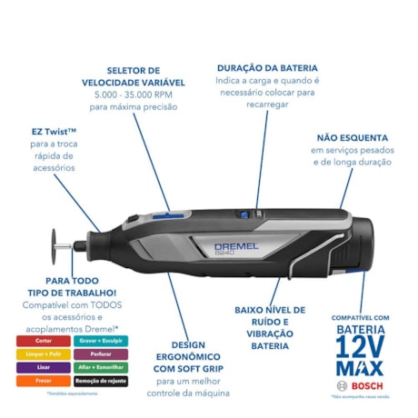 Micro Retífica 35.000RPM 12V sem Bateria sem Carregador F0138240LA 8240 SB DREMEL-e1e75582-1248-471b-aa5a-a6ec906c0821