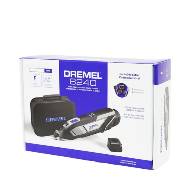 Micro Retífica 35.000RPM com 1 Bateria 12V Carregador Bivolt e Bolsa F0138240LE 8240 DREMEL-b4ba870b-0d94-4159-9d5a-514127702732