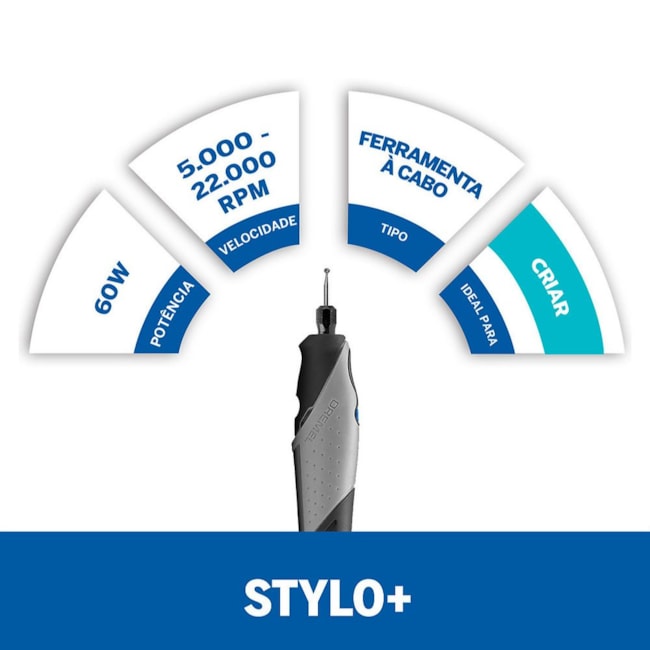 Micro Retífica 60W 22000RPM Bivolt com Kit 11 Peças F0132050NG STYLO DREMEL-082e29ff-6f77-4a74-b30b-2e4b2501f13a