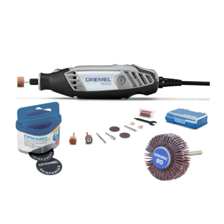 Micro Retífica com 10 Acessórios e Kit de Discos 3000 DREMEL