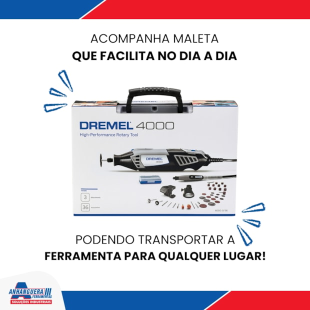 Micro Retífica com 36 Acessórios e 3 Acoplamentos F0134000NC 4000/36 DREMEL-77bfe4ac-56bd-4b4a-8256-6375d76a8e9e