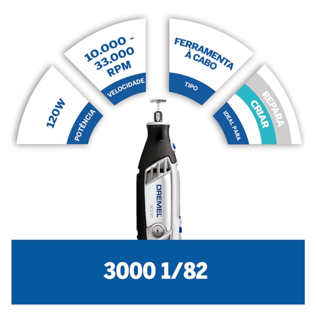 Micro Retífica com 82 Acessórios e 1 Acoplamento F0133000GA 3000 DREMEL-4c058aa8-ebad-4a66-b11e-08d630683890