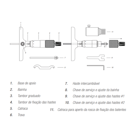 Micrômetro de Profundidade com Hastes Intercambiáveis 0 a 100mm/0.01mm 110.488 DIGIMESS-c484dcad-4ec2-4f43-b145-7fbb5e7b769d