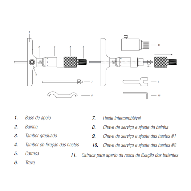 Micrômetro de Profundidade com Hastes Intercambiáveis 0 a 100mm/0.01mm 110.488 DIGIMESS-cd3baed0-cc02-4ecf-b63a-20434b6a1667