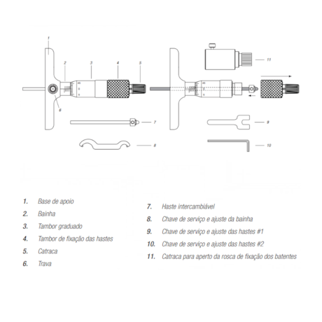 Micrômetro de Profundidade com Hastes Intercambiáveis 0 a 25mm/0.01mm 110.486 DIGIMESS-f5d3c44a-9b3a-421c-8865-a4d01bc34a5f