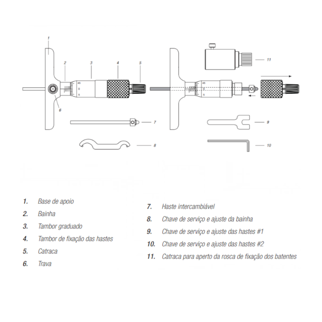 Micrômetro de Profundidade com Hastes Intercambiáveis 0 a 50mm/0.01mm 110.481 DIGIMESS-6022e239-2682-4aaa-8d45-55a4c58cf485