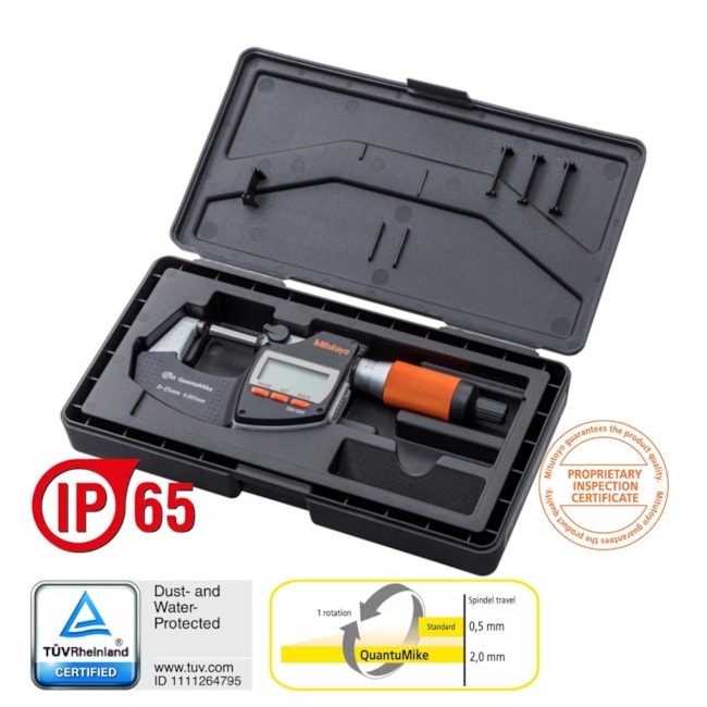 Micrômetro Digital 0 a 25mm 0.0001mm QuantuMike com Saída SPC 293-140-40 MITUTOYO-68064cfa-2471-49e8-87ac-85eb2d89e586