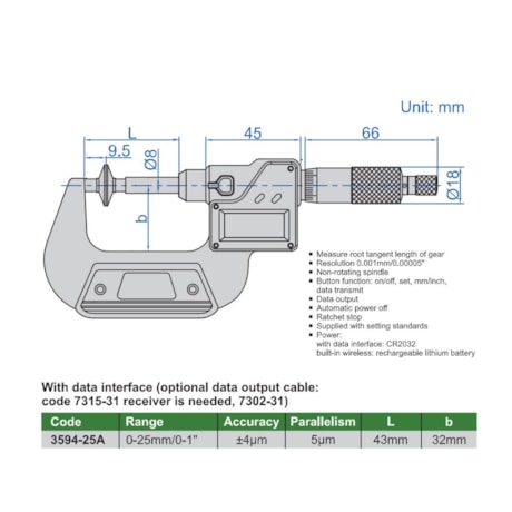 Micrômetro Digital Externo 0 a 25mm 0.001mm 3594-25A INSIZE-792ee766-1fe5-423a-83af-6d51442673d9