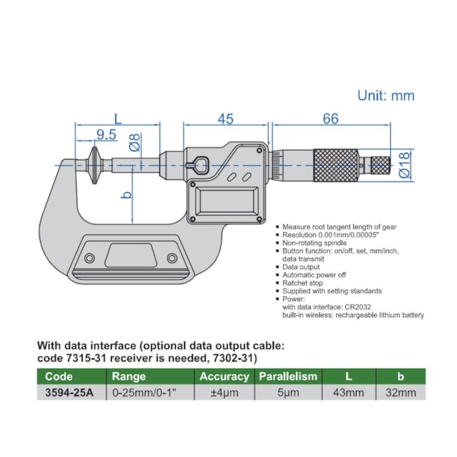 Micrômetro Digital Externo 0 a 25mm 0.001mm 3594-25A INSIZE-ffdc61d1-560a-421f-8bfe-e4d6e8ab9cba