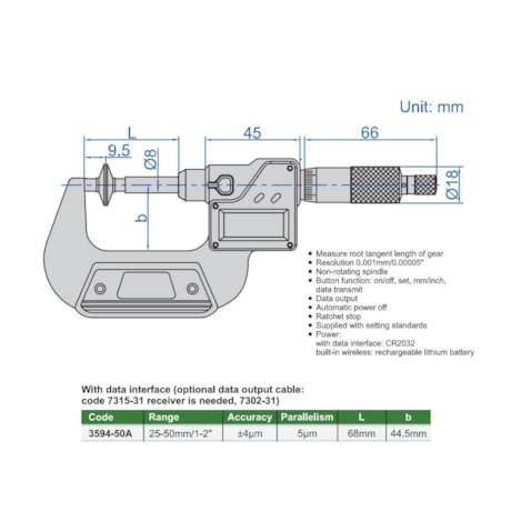 Micrômetro Digital Externo 25 a 50mm 0.001mm 3594-50A INSIZE-f33a3604-f8f3-43ef-8bfc-ce15673bfebf