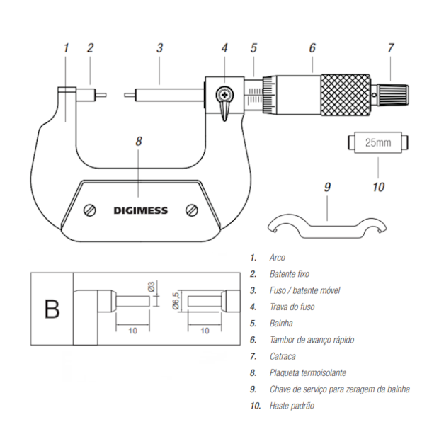 Micrômetro Externo 0 a 25mm/0.01mm Ponta Fina 112.060B DIGIMESS-3f160ede-e0f9-45ee-8399-89428e1875db