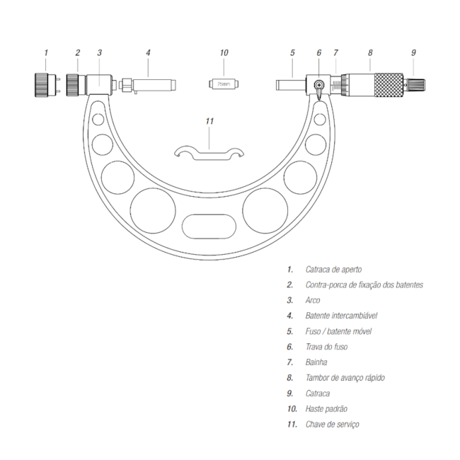 Micrômetro Externo com Batentes Intercambiáveis de 100 a 200mm 110.221 DIGIMESS-68066b41-339e-4755-af40-1b8eb939a180