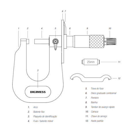 Micrômetro Externo com Disco para Medição de Chapas de 0 a 15mm/0.01mm 113.064 DIGIMESS-9d49d8c3-64d6-4c52-80ec-dcc8f84a2bca