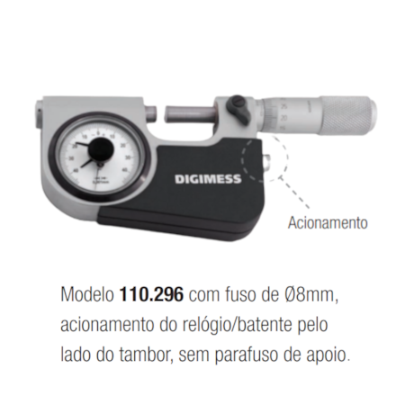 Micrômetro Externo com Relógio Comparador de 0 a 25mm/0.001mm 110.296 DIGIMESS-f3418a41-28dc-4bb6-9e7d-6caefe35039d