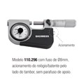 Micrômetro Externo com Relógio Comparador de 0 a 25mm/0.001mm 110.296 DIGIMESS