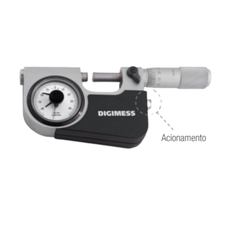 Micrômetro Externo com Relógio Comparador de 0 a 25mm/0.001mm 110.296 DIGIMESS