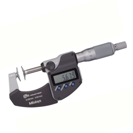 Micrômetro Externo Digital 0-25mm 0,001mm Tipo Disco para Engrenagem 323-250-30 MITUTOYO
