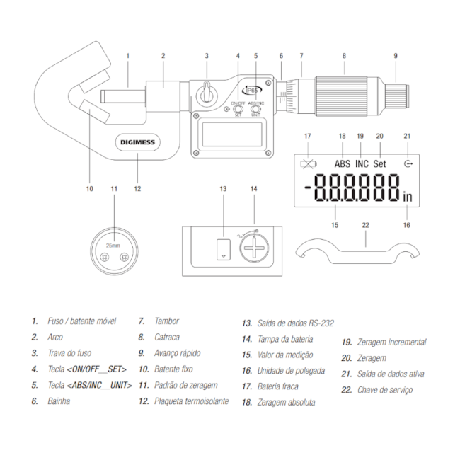 Micrômetro Externo Digital com Batente em V de 45 a 65mm/0.01mm 113.097-NEW DIGIMESS-d7a1d1c1-6940-4c80-9830-a0258bc0ee68