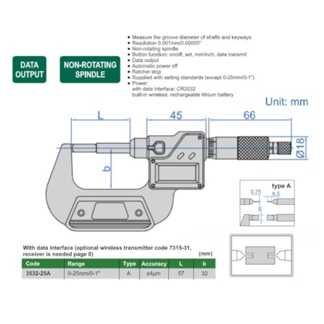Micrômetro Externo Digital de Lâmina 0 a 25mm 0.001mm 3532-25A INSIZE-ff812cbb-ecf4-415d-a5b5-e2536ced6dee