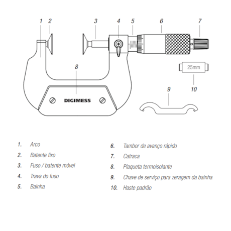 Micrômetro Externo para Dentes de Engrenagem de 0 a 25mm/0.01mm 110.350 DIGIMESS-753b0d26-9e66-4c4c-9a4a-a31ef28e5ec7