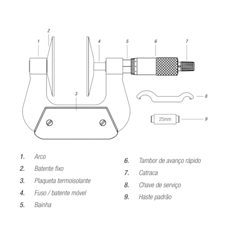 Micrômetro Externo para Ressaltos de 50 a 75mm/0.01mm 112.134B DIGIMESS-17f300e0-39dc-4d52-a91e-00d48b55a480