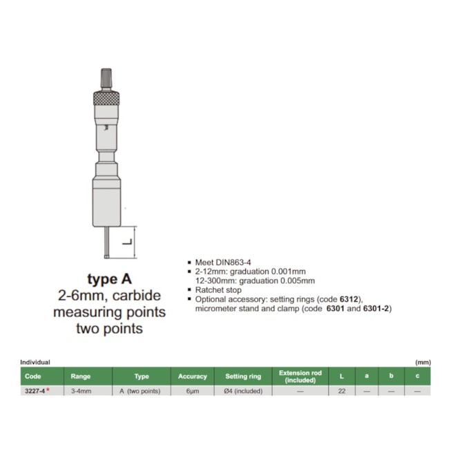Micrômetro Interno 2 Pontas 3 a 4mm 0.001mm 3227-4 INSIZE-fe1f042b-541d-4a77-bb40-b1dcaeb0796b