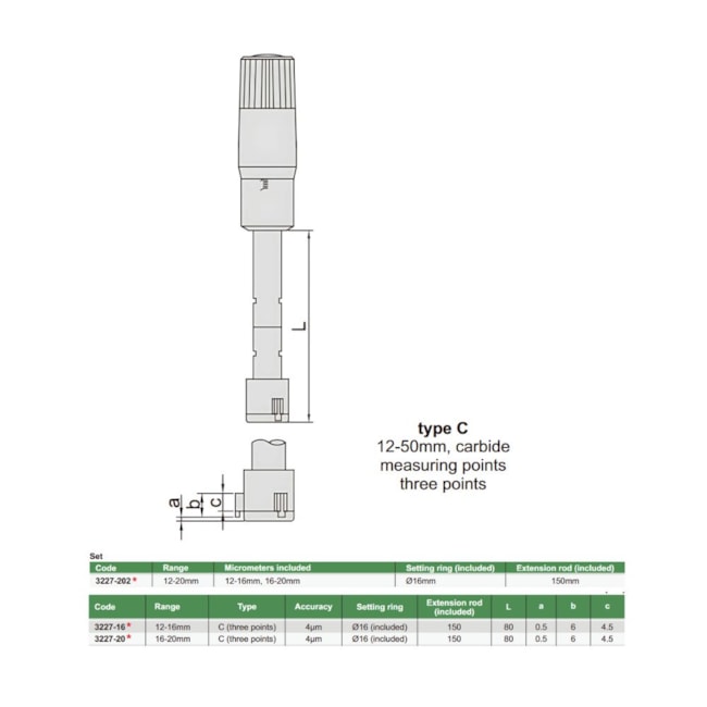 Micrômetro Interno 3 pontas 12 a 20mm 0.005 3227-202 INSIZE-24c446b9-c0cf-451b-a1fe-64348cde0c53