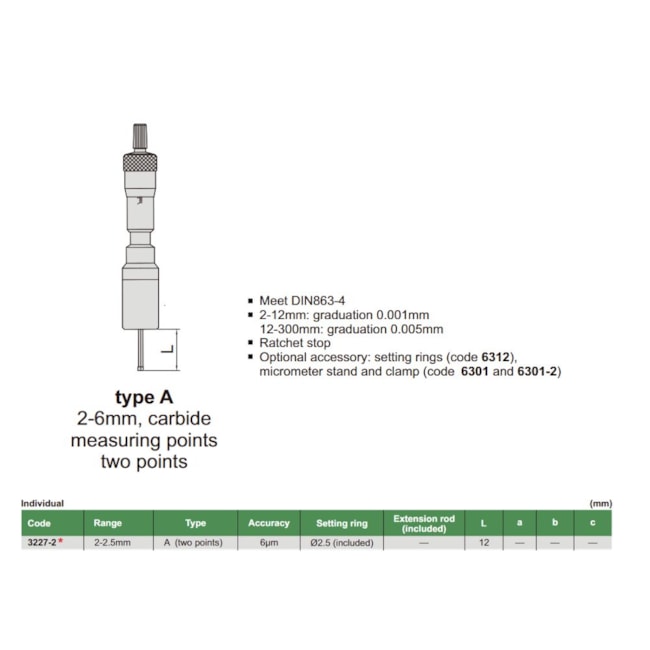 Micrômetro Interno de 2 Pontas 2 a 2.5mm 0.001mm 3227-2 INSIZE-3bf7b5f6-5256-41ba-b92f-e3fd673cc33b