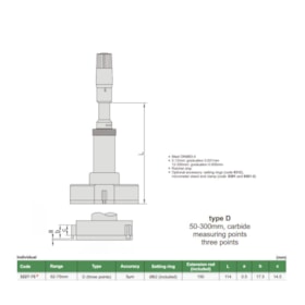 Micrômetro Interno de 3 Pontas 62 a 75mm 0.005mm 3227-75 INSIZE