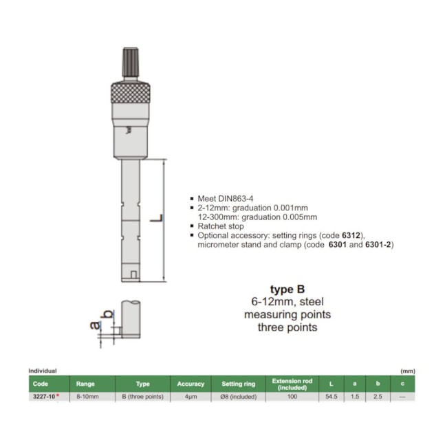 Micrômetro Interno de 3 Pontas 8 a 10mm 0.001mm 3227-10 INSIZE-ce6c3740-b187-4075-a1a0-4b511596d560