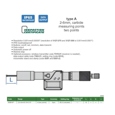 Micrômetro Interno Digital 2 Pontas 2.5 a 3mm 0.001mm 3127-3 INSIZE-c2b900b3-e9fb-483e-949e-9e2862761c8b