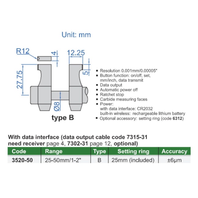 Micrômetro Interno Digital Tipo Paquímetro 25 a 50mm 0.01 3520-50 INSIZE-425db894-3d30-435c-a009-bcb6b74a0209