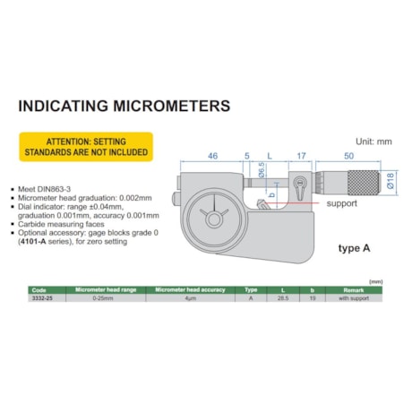 Micrômetro Relógio Indicador 0 a 25mm 0.001mm 3332-25 INSIZE-1eacec12-2286-4d41-93d9-ea01966abfff