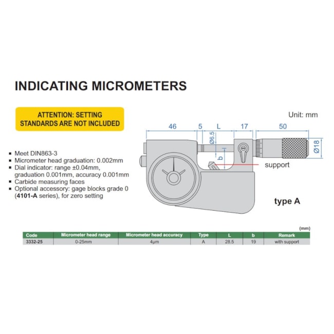Micrômetro Relógio Indicador 0 a 25mm 0.001mm 3332-25 INSIZE-4e5607fe-9e5c-4030-a29b-6d23fe7b69f6