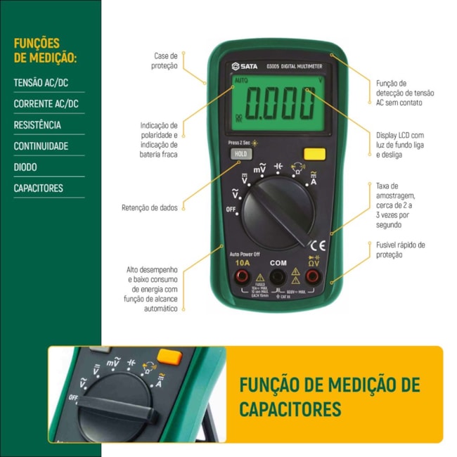 Mini Multímetro Digital 10A (AC/DC) CAT III 600V ST03005 SATA-bd39fa31-942f-4b9e-af93-013f78200c17