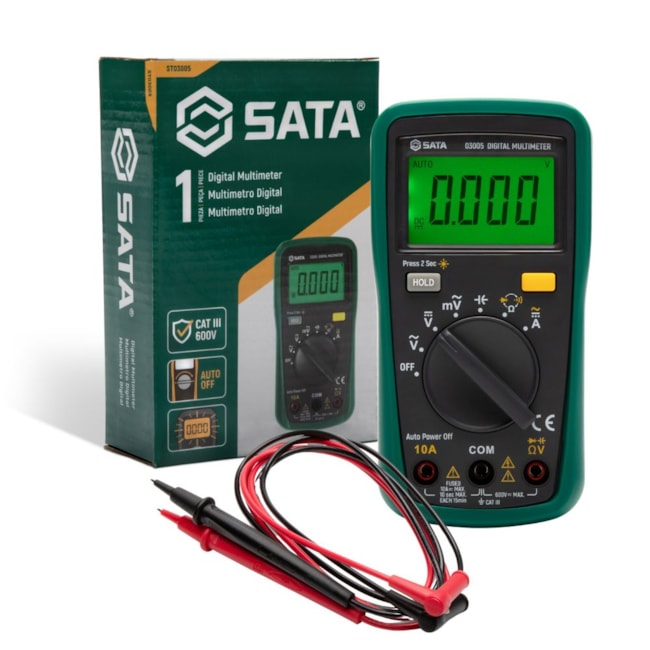 Mini Multímetro Digital 10A (AC/DC) CAT III 600V ST03005 SATA-7352aee3-b7ae-4bad-aa3f-e116a3c5a535