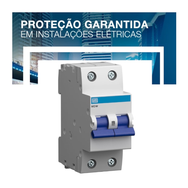 Minidisjuntor Termomagnético 2P DIN 10A C 5KA MDWP-C10-2 WEG-e43acae3-d045-4c41-b0ed-82f8a8b020e3