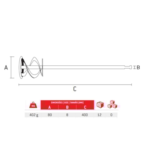 Misturador de Tinta e Gesso 80x400mm Encaixe SDS Plus 848829 MTX-bb616234-5fd1-4184-9d52-336492b92d3e