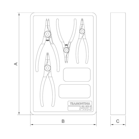 Módulo de Gaveta para Alicates Anéis com 4 Peças 44980007 TRAMONTINA PRO