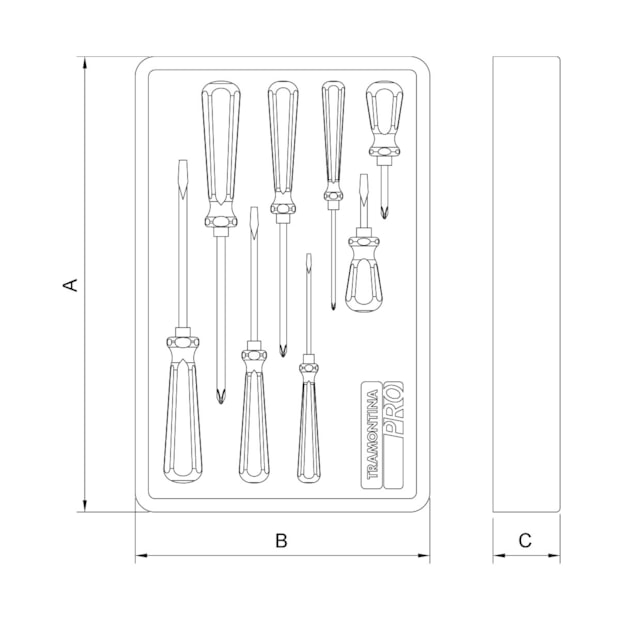 Módulo de Gaveta para Chaves de Fenda com 8 Peças 44980005 TRAMONTINA PRO-3fd65d28-8928-483d-96a7-477fba231a03