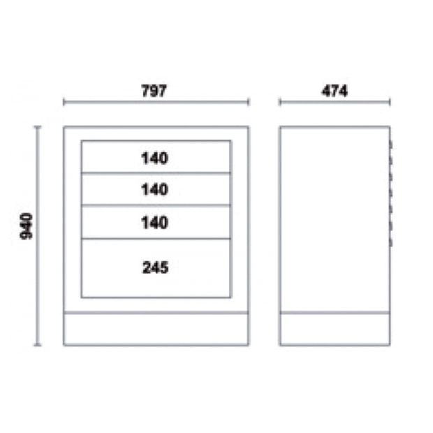 Módulo Fixo com 4 Gavetas C55M4 BETA-c992da67-ac24-4c2b-b29c-393907db6735