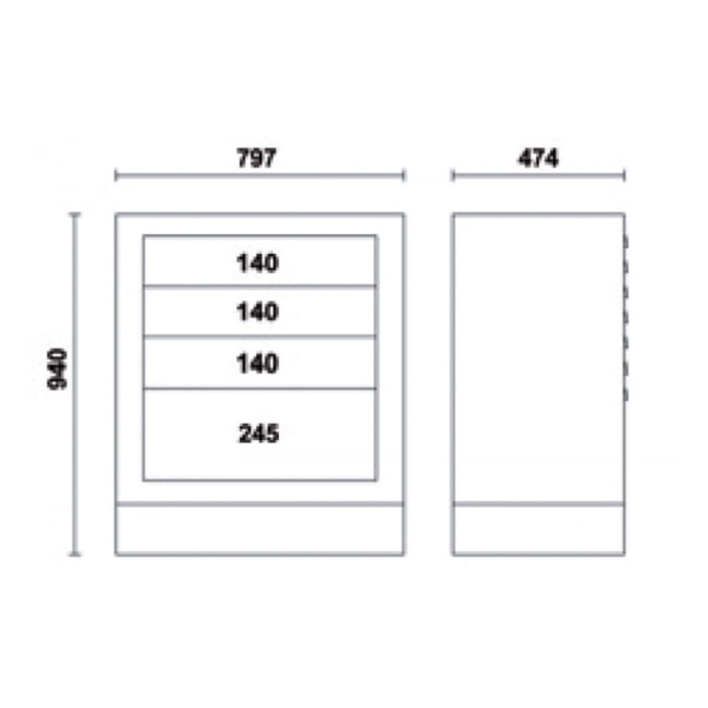 Módulo Fixo com 4 Gavetas C55M4 BETA-451fbdfb-de1f-407d-99f5-f0c10939ab97